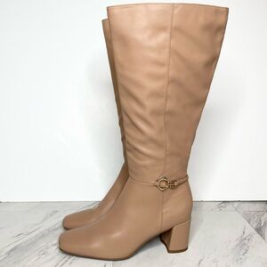 New! Naturalizer Waylon Tan Faux Leather Wide Calf Tall Boot 8M